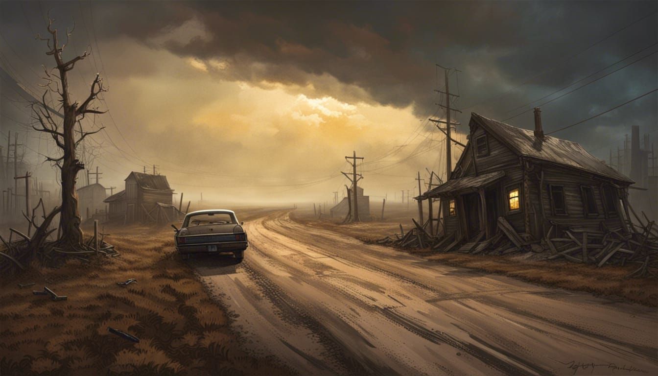 Post-Apocalyptic Road in Sinister Fantasy Style
