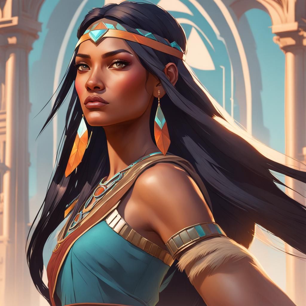 Pocahontas Portrait in Dynamic Lighting Style