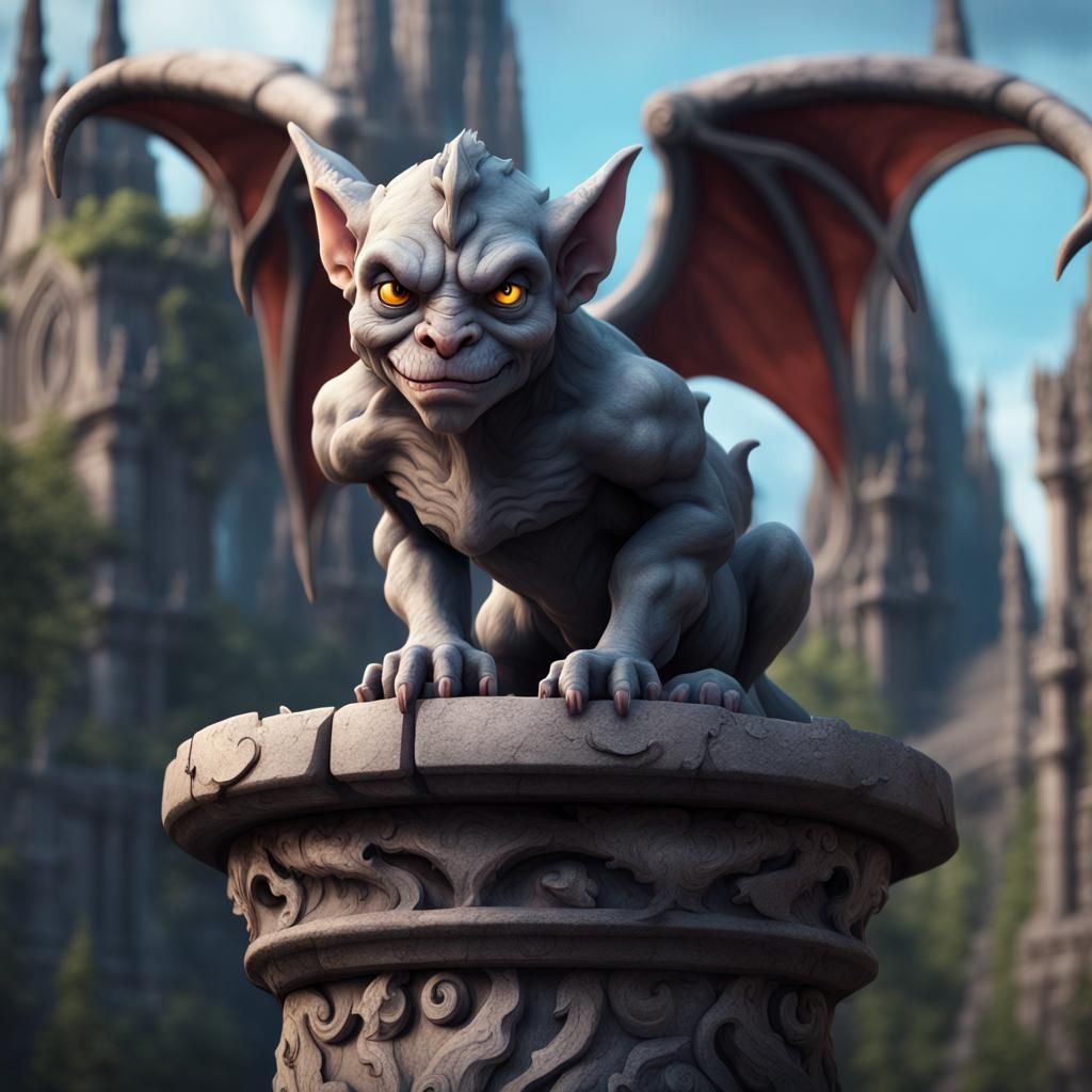Cute Gargoyle in Detailed Fantasy Art