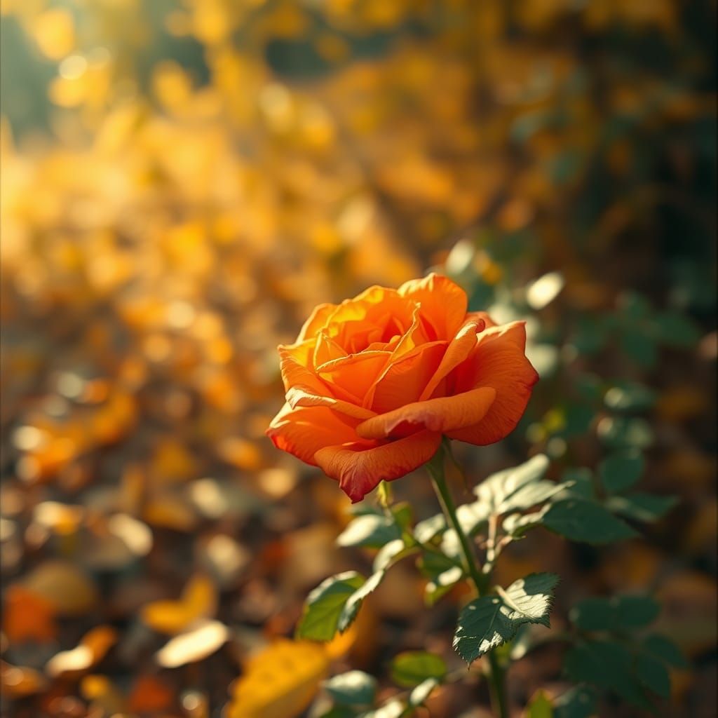 Orange Rose in Autumn Landscape, Film Still