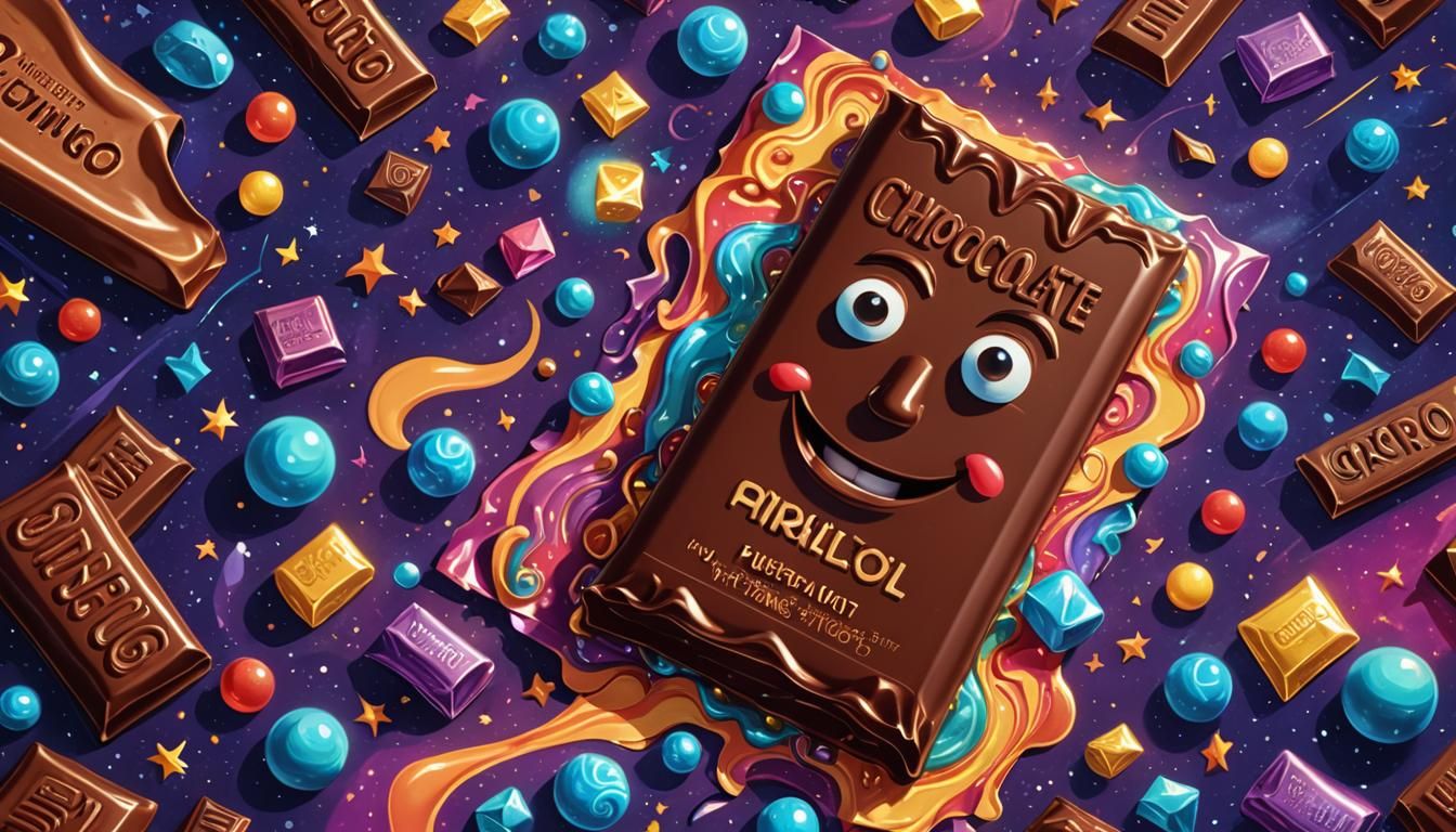 Surreal Talking Chocolate Bar in Pablo Amaringo Style