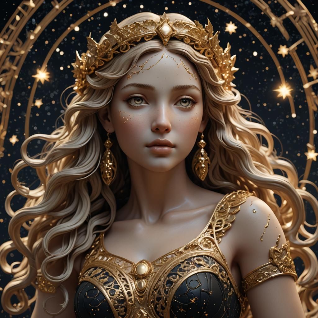 Goddess of Light in Cyberpunk Starry Night