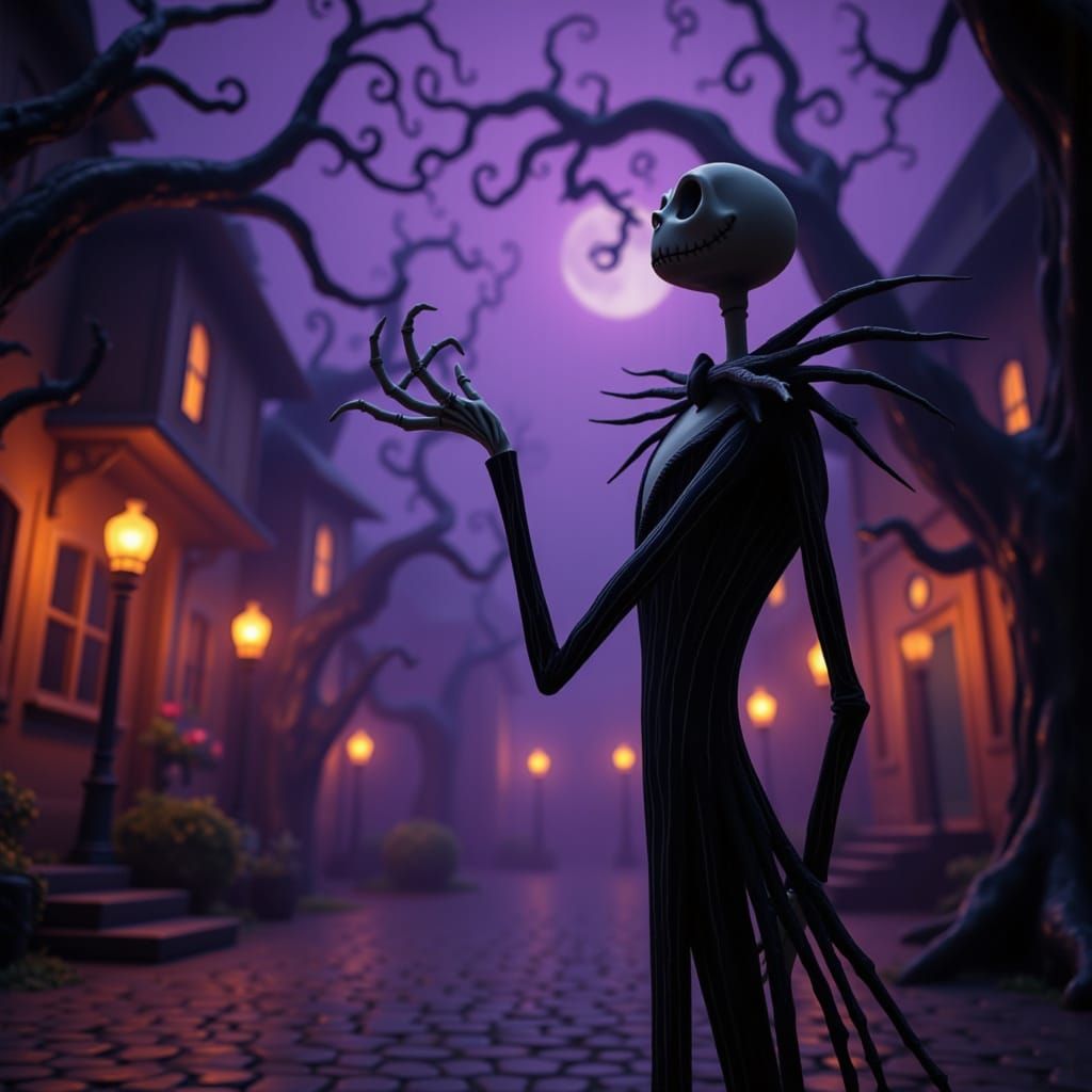 Gothic Pumpkin King Majestically Poses in Twisted Town Squar...