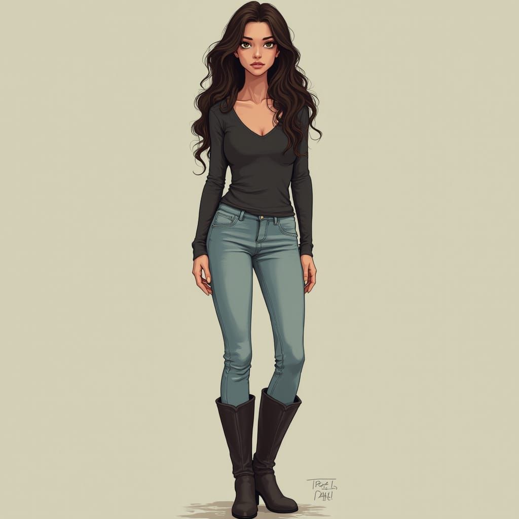 Elegant Woman in Art Nouveau Style