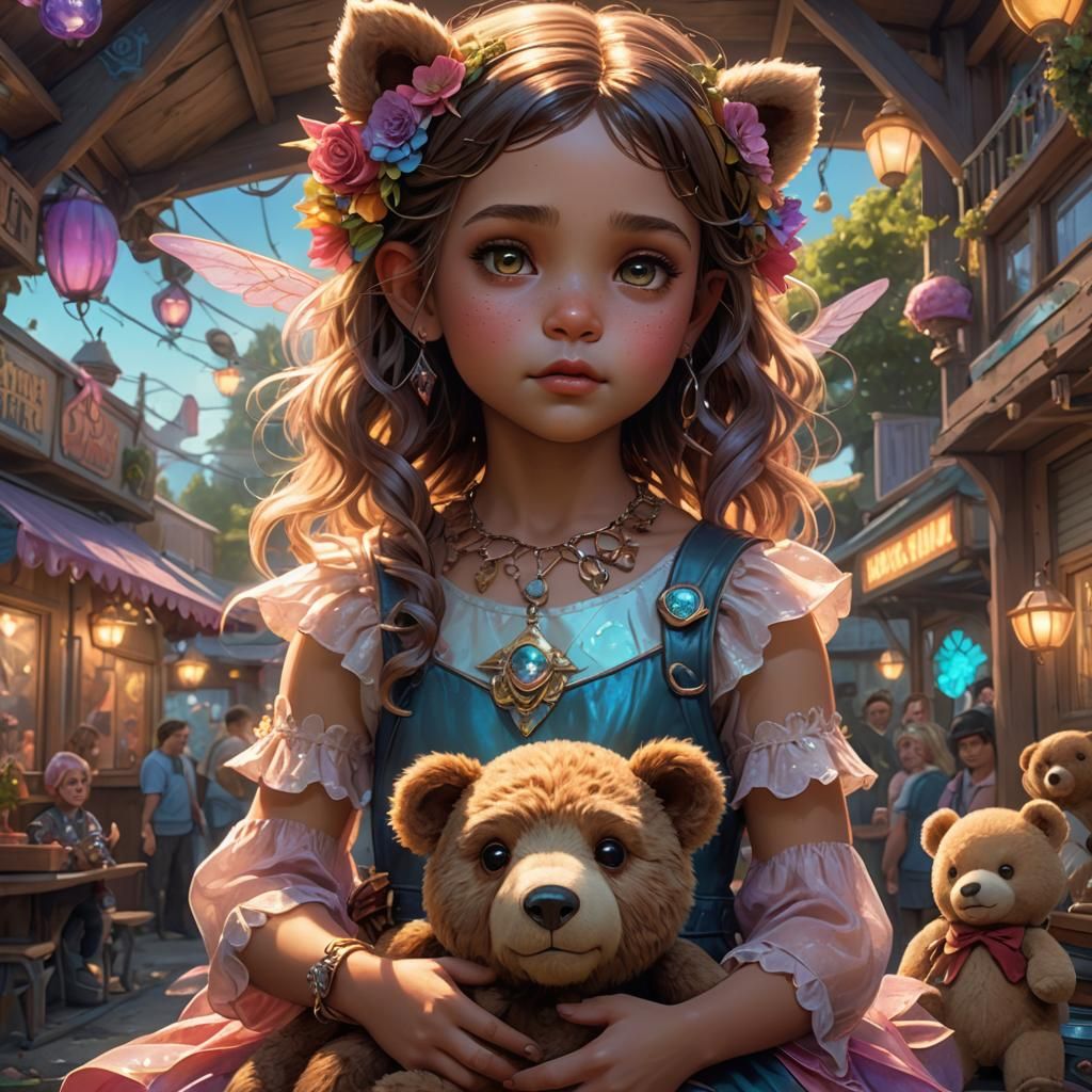 Fantasy Fairy Girl Portrait in Illuminated Trailer Park