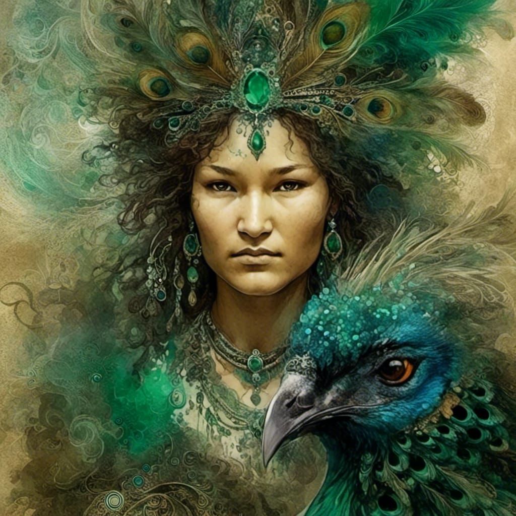 The woman and the peacock