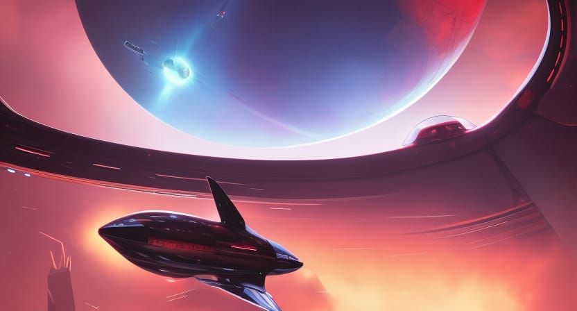 Cyberpunk Spaceship Launch in Hyperreal Style