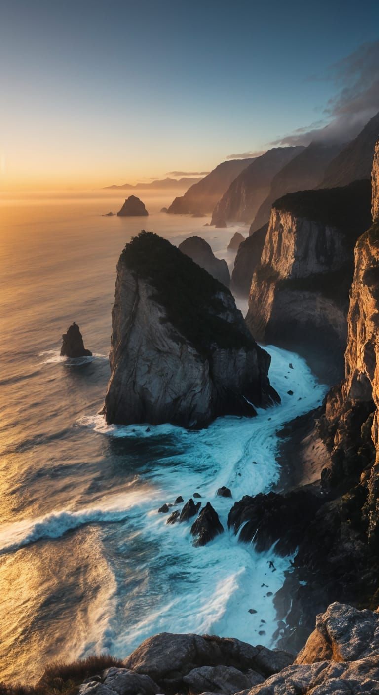 Dramatic Ocean Cliffside in a Cinematic Manner