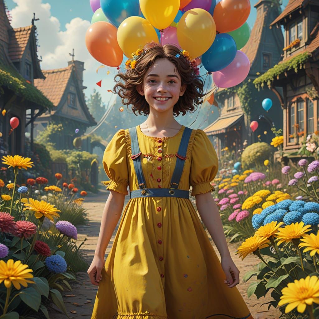 Whimsical Garden Gathering with Joyful Clown and Little Orph...