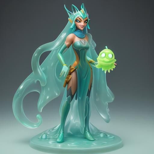 Ahsoka as a Lime Slime Girl in Ethereal Style