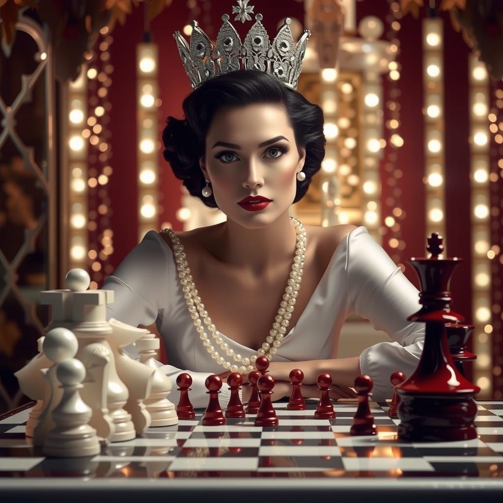 Elegant Chess Queen with Pearlescent Skin