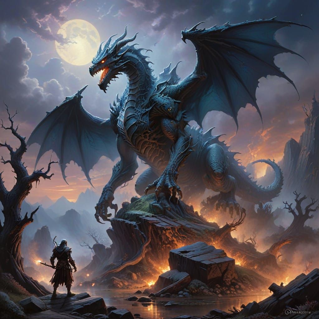 Sorcerer Summons Spectral Dragon in Petrified Forest