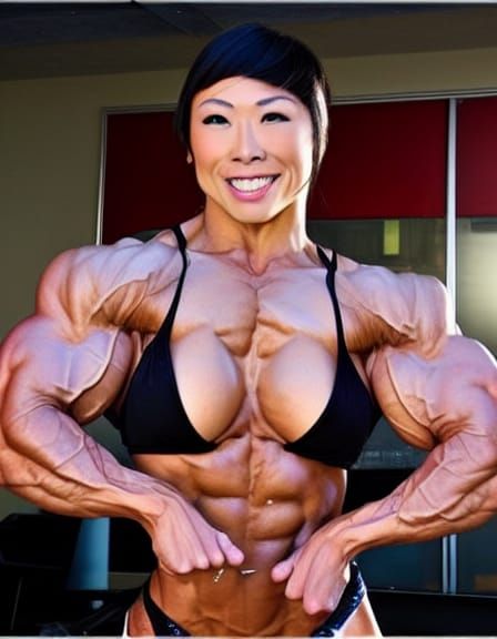 Muscular Japanese Female Bodybuilder with Ripped Physique