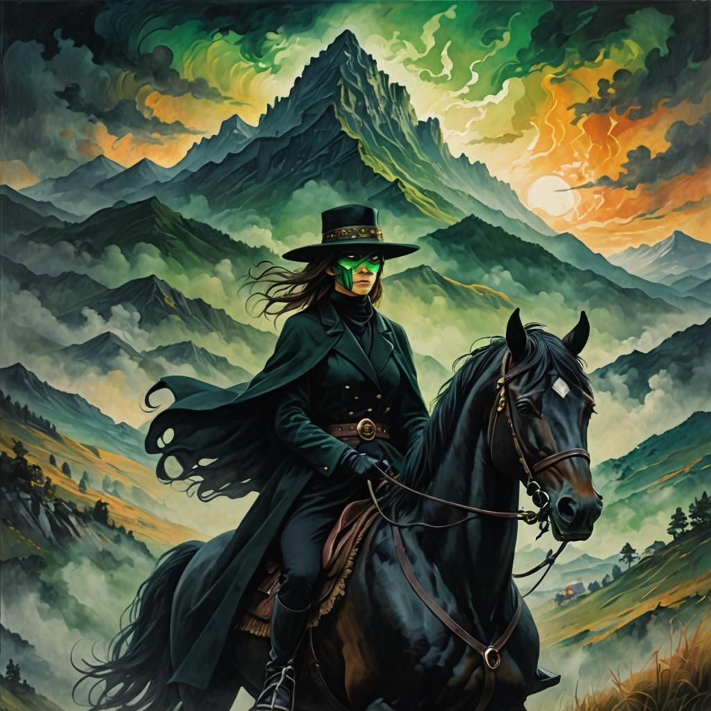Dark Fantasy Zorro Illustration in Oil Painting Style