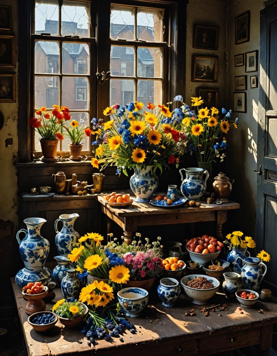 Hyperrealistic Dry Flower Still Life, Magical Realism