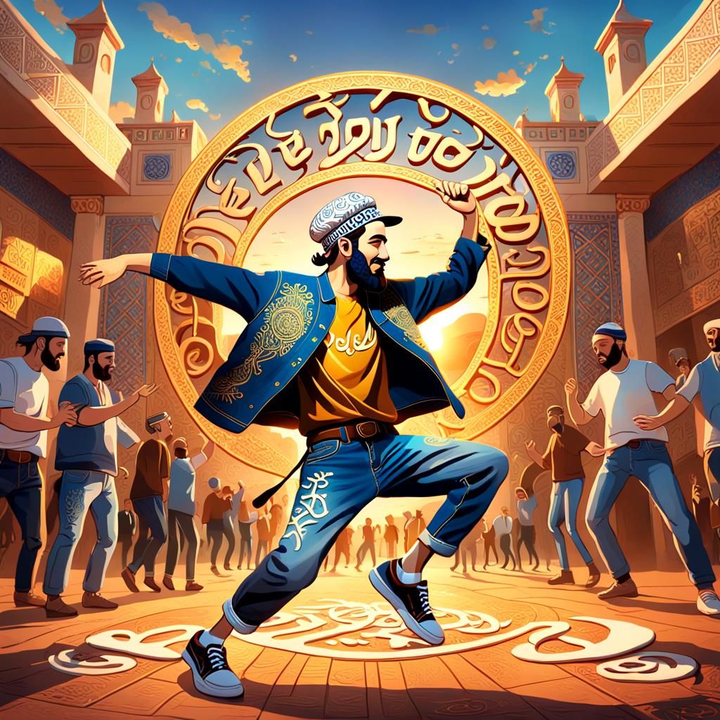 Jewish Man Dancing in Dreamlike Fantasy Art