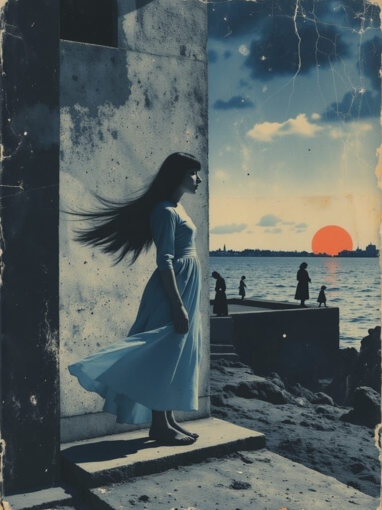 Dreamlike Stairway Scene in Surrealist Style