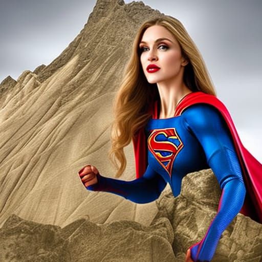 Madonna as Supergirl: Hyperrealistic Cinematic Portrait