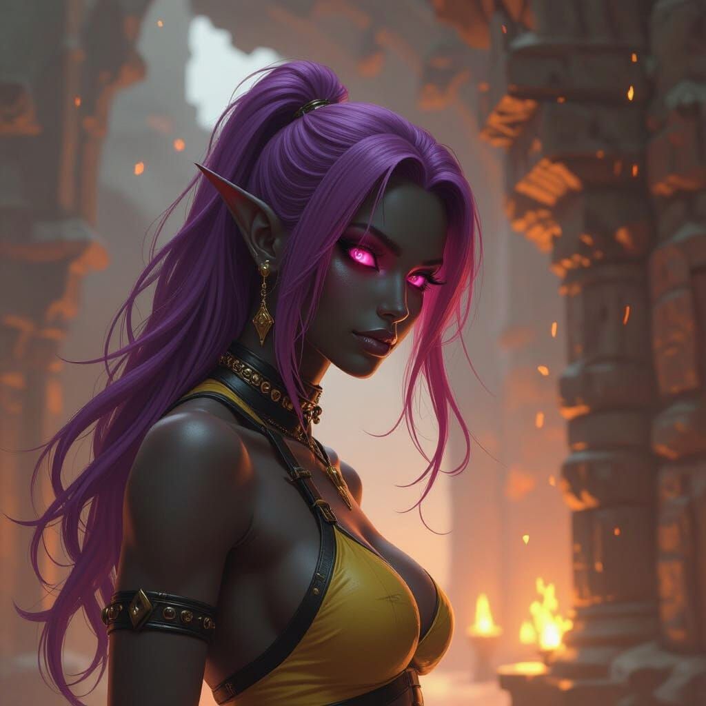 Detailed Dark Fantasy Drow with Dynamic Lighting