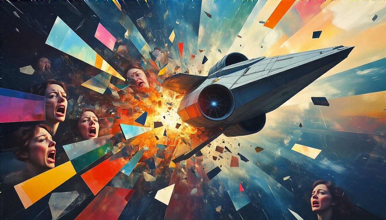 Starship Catastrophe Colliding Realities Collage Style