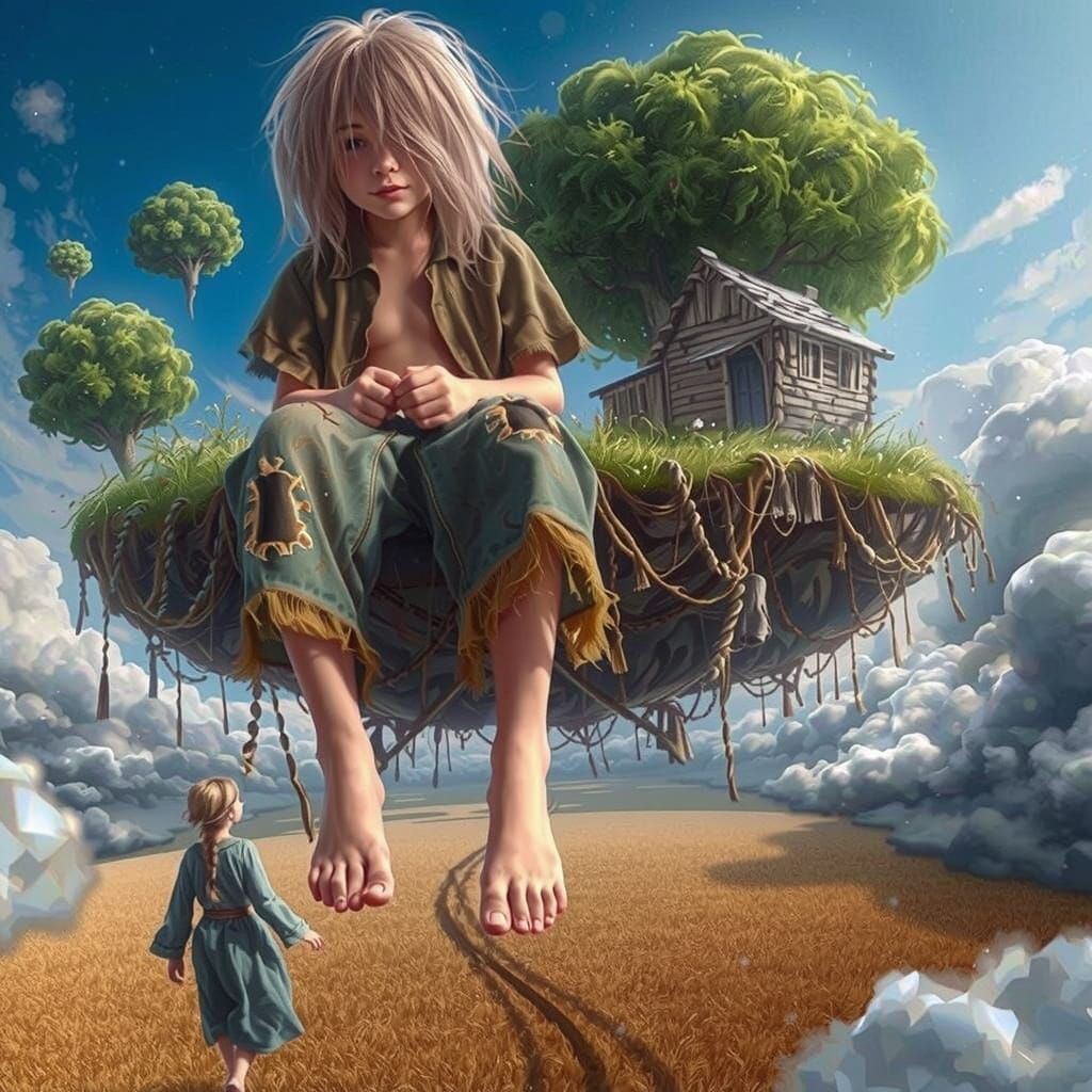 Ethereal Woman in a Dreamlike Starry Night