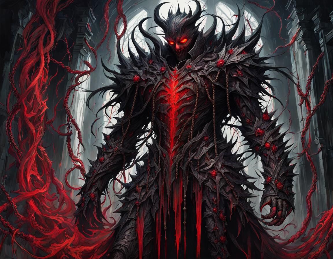 Chaos Knight in Expressionist Style with Bloody Aura