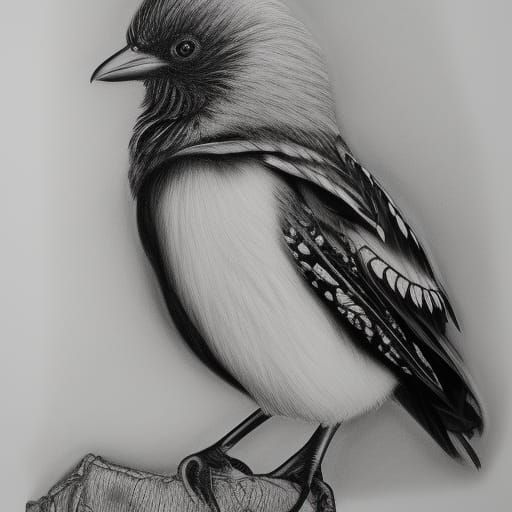 Hyperdetailed Charcoal Drawing of a Magpie
