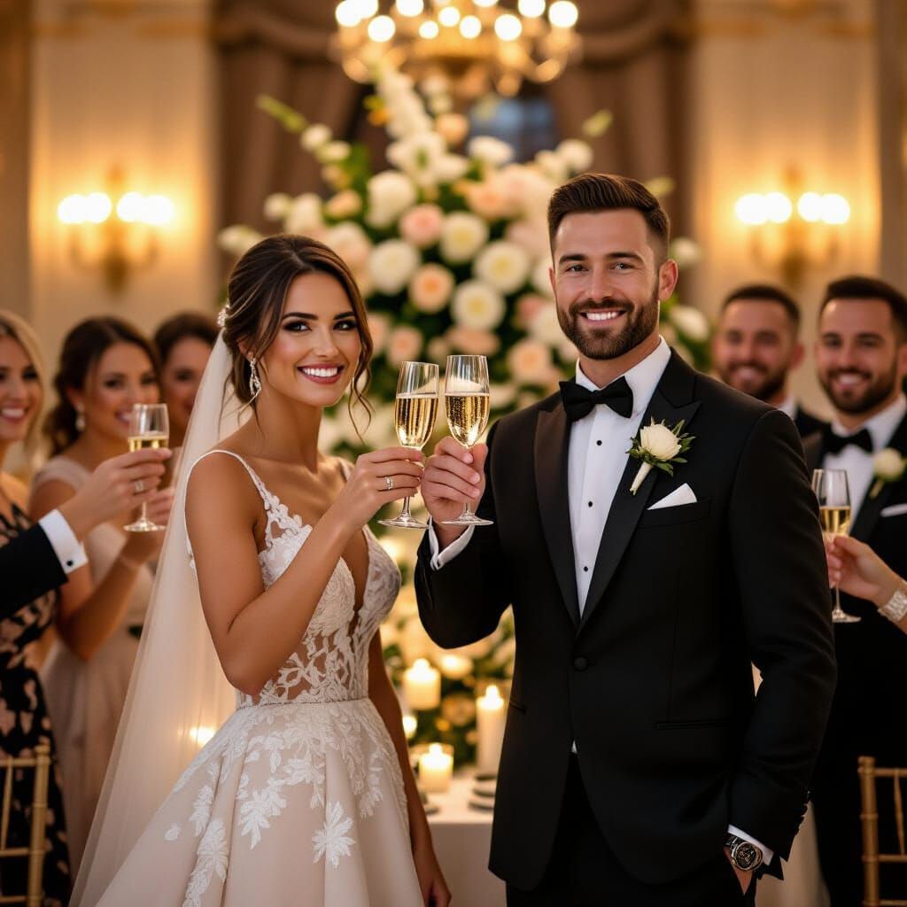 The Bride's Golden Day - Bride & Groom Raise a Toast to Their Happy Life Amid Family and Friends