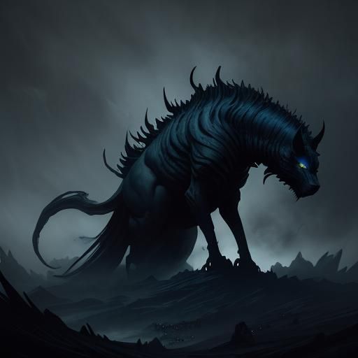 Shadow Prowler with Glowing Eyes in Dark Fantasy