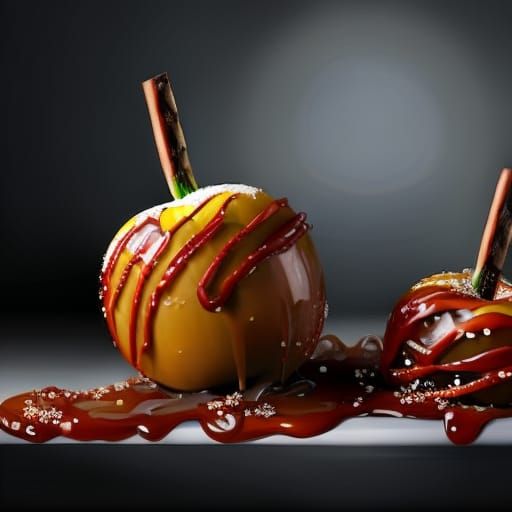 Delicious Caramel Apple in Realistic Style