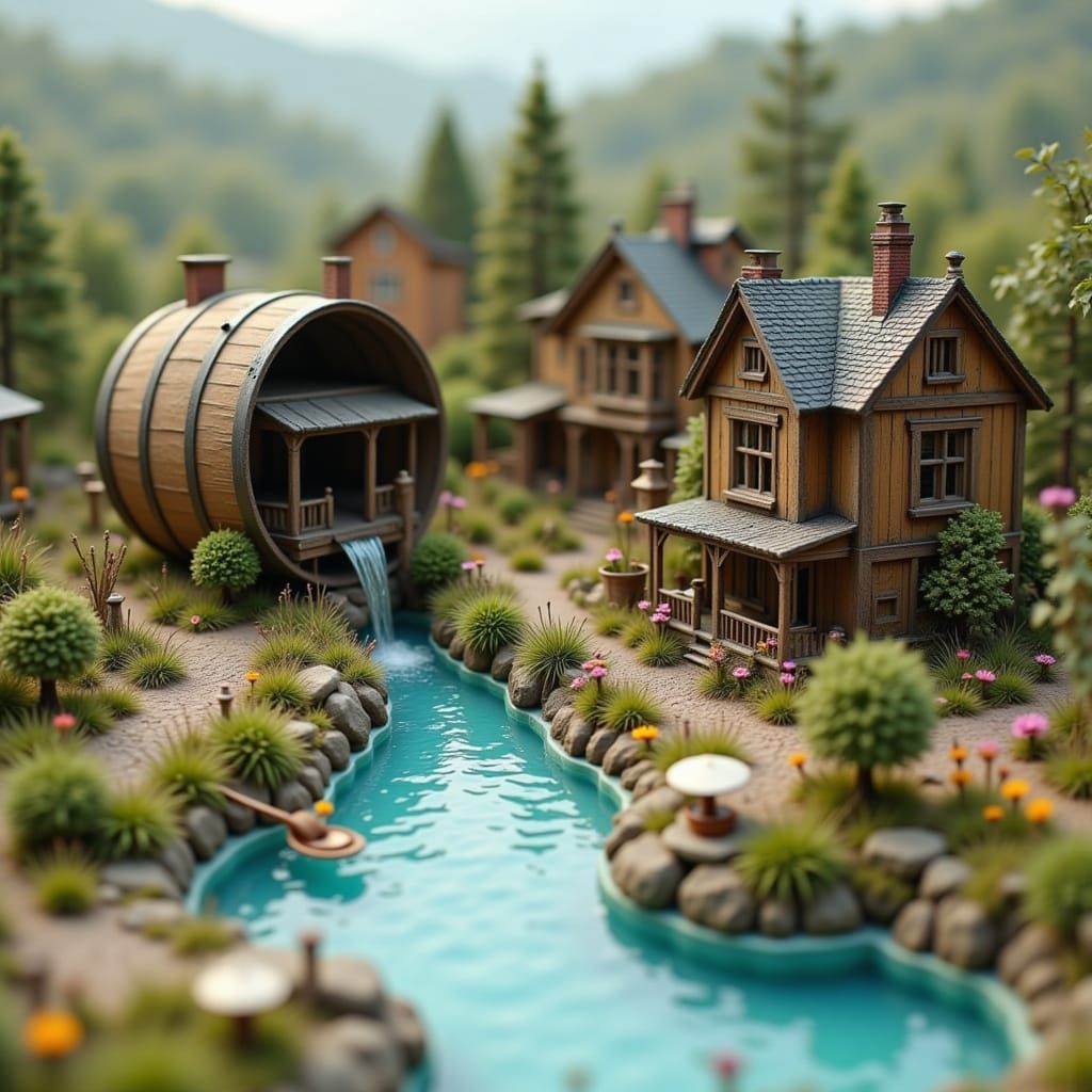 Antique Barrel Water Transforms into Ethereal Miniature Worl...