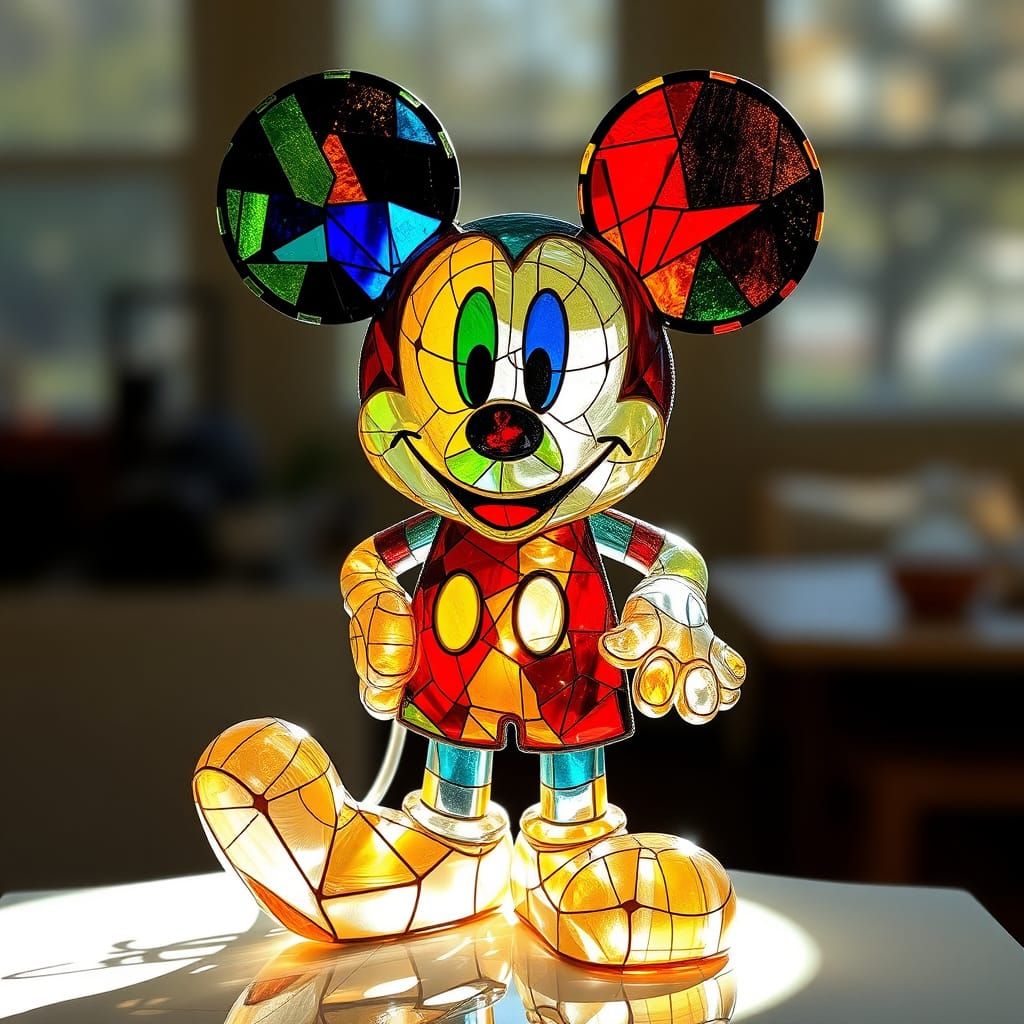 Mickey Mouse Stained Glass Sculpture