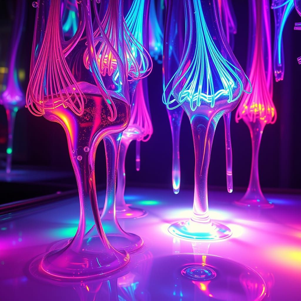 Melting Neon Lights in Surrealist Style