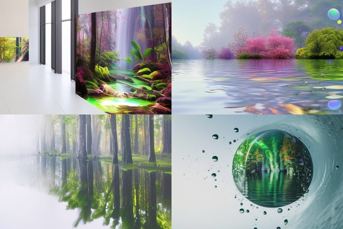 Enchanted Weeping Rainforest with Floating Bubbles