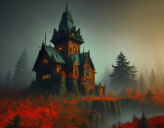 Vivid Medieval Forest in Autumn Daylight