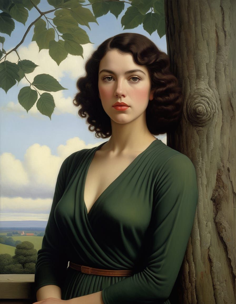 Serene Woman with Curly Hair Portrait