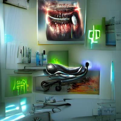 Neon Dentist Office: Hyperrealistic Concept Art