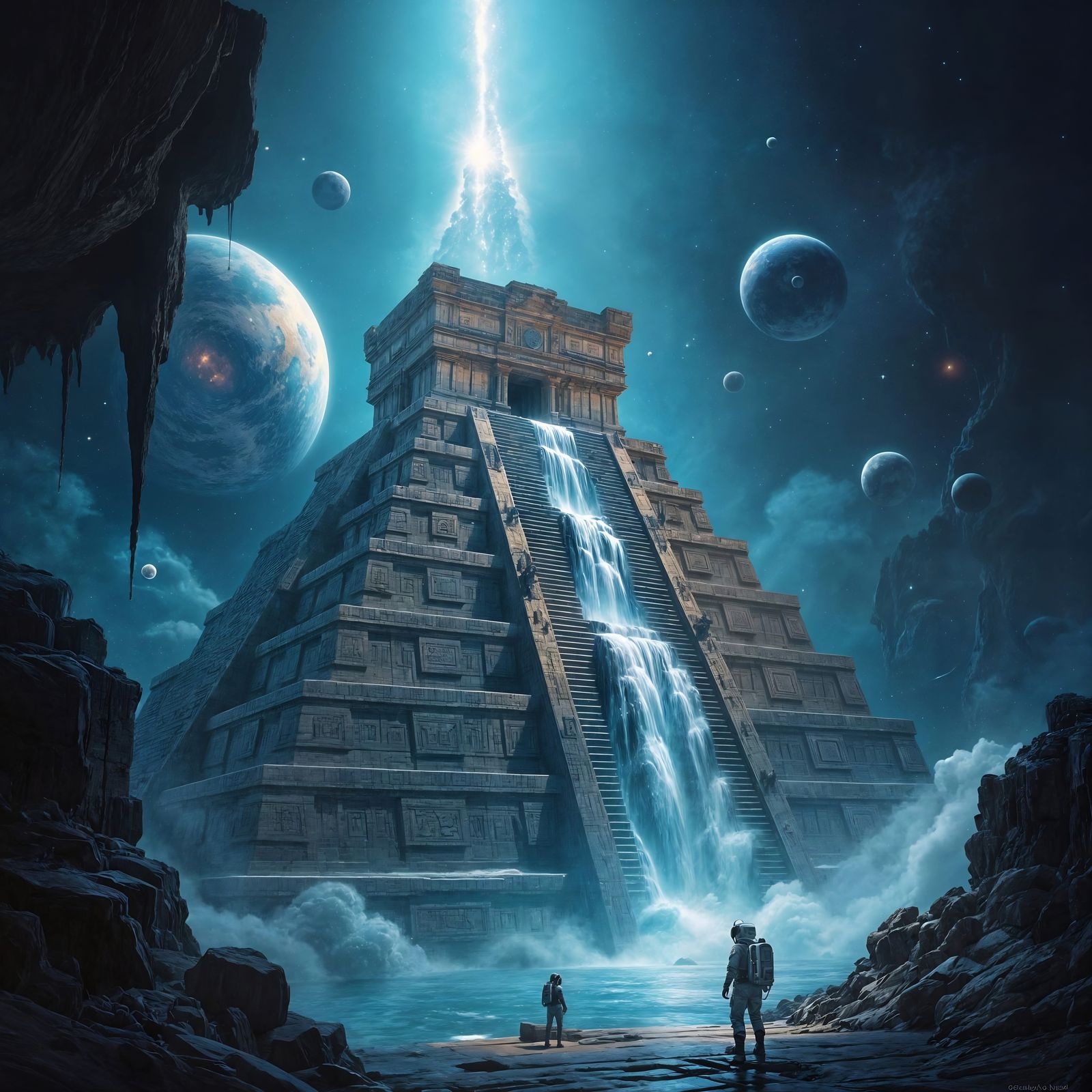 Mayan Pyramid Space Station Concept Art