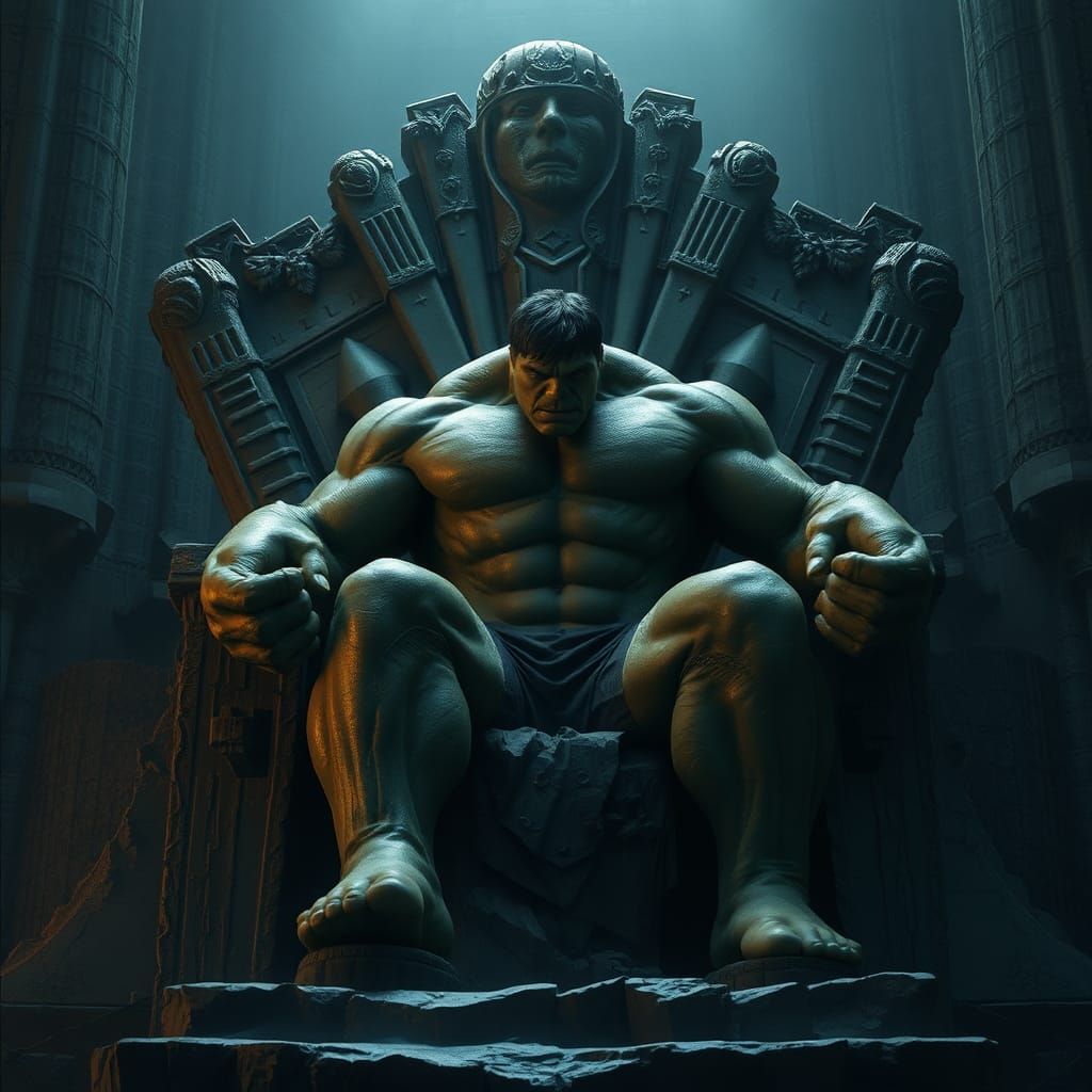 Hulk on Throne: Epic Cinematic Still
