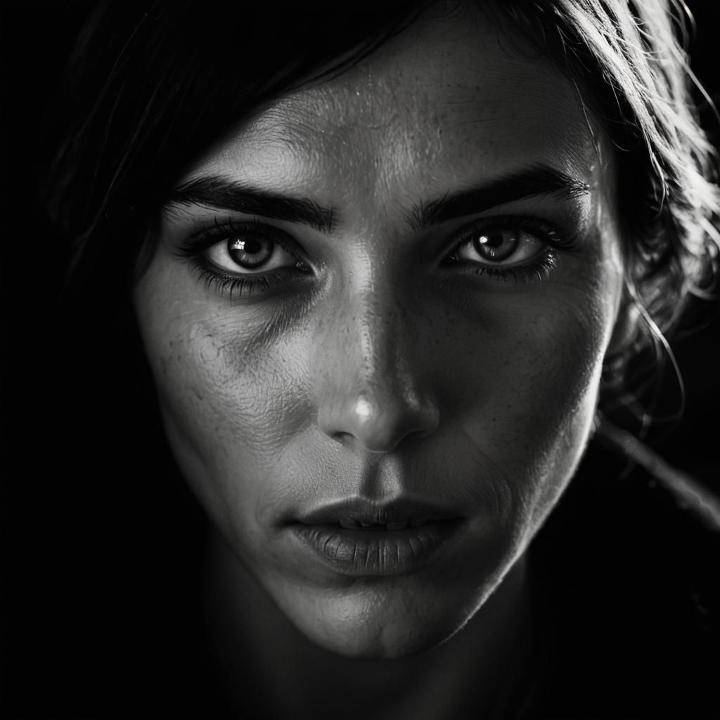 High-Contrast Portrait: Face in Dramatic Light