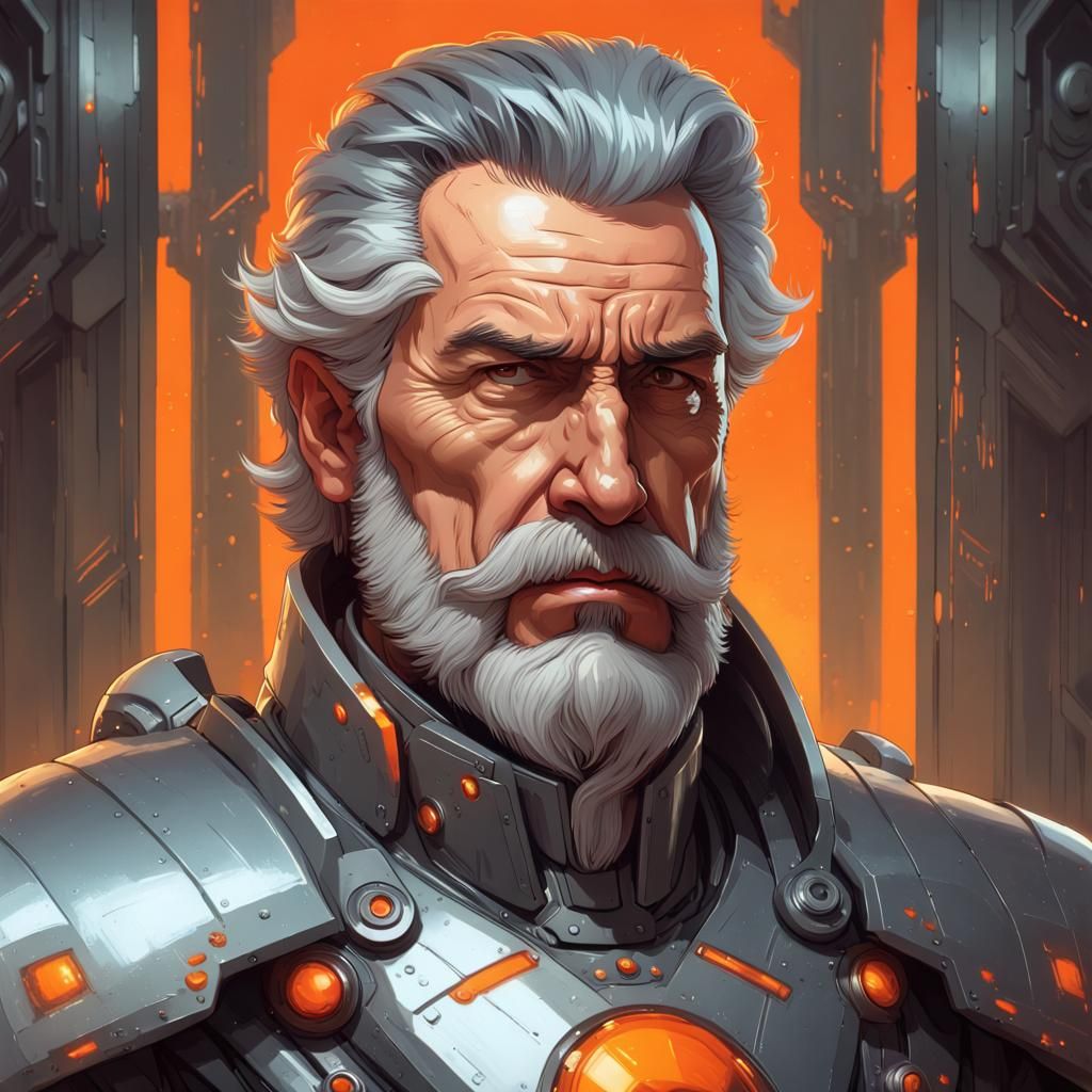 Austrian Dictator in Advanced Armor, Hyperdetailed Portrait