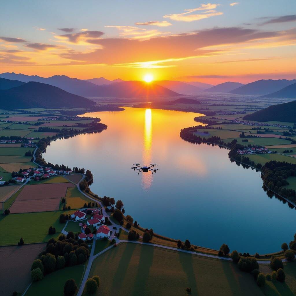 Pagser Wildsee Drone View: Serene Sunset Landscape