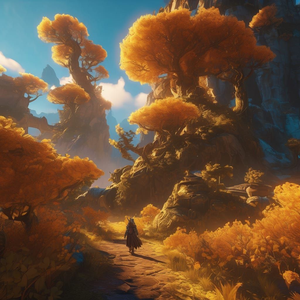 Heroic Roblox Character in Fantastical Landscape