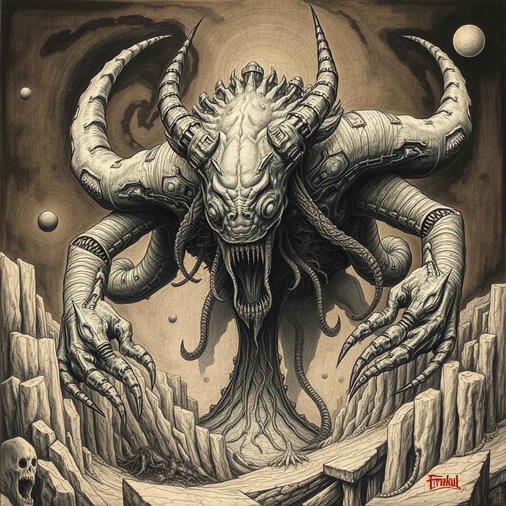 Eldritch Creature Emerges from Dystopian Cyberspace