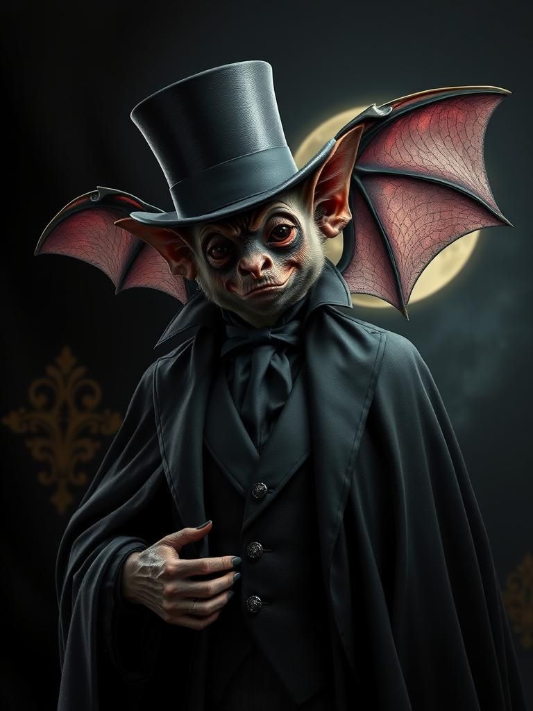 A vampire bat dressed as Count Dracula