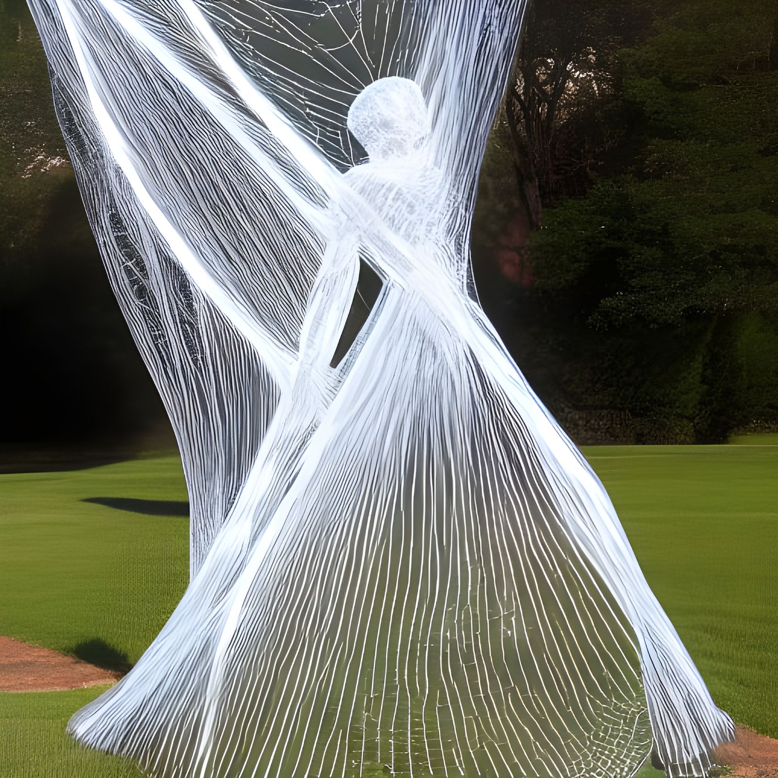 Dreamy Crystal Sculpture with Gossamer Web Details