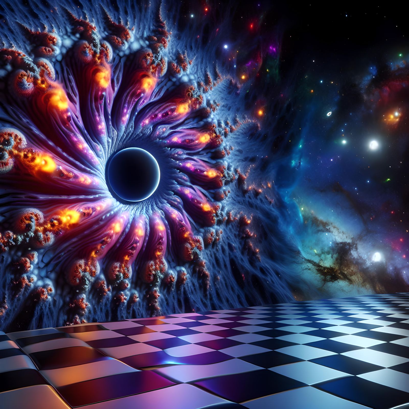 Cosmic Eye Galaxy with Bioluminescent Character