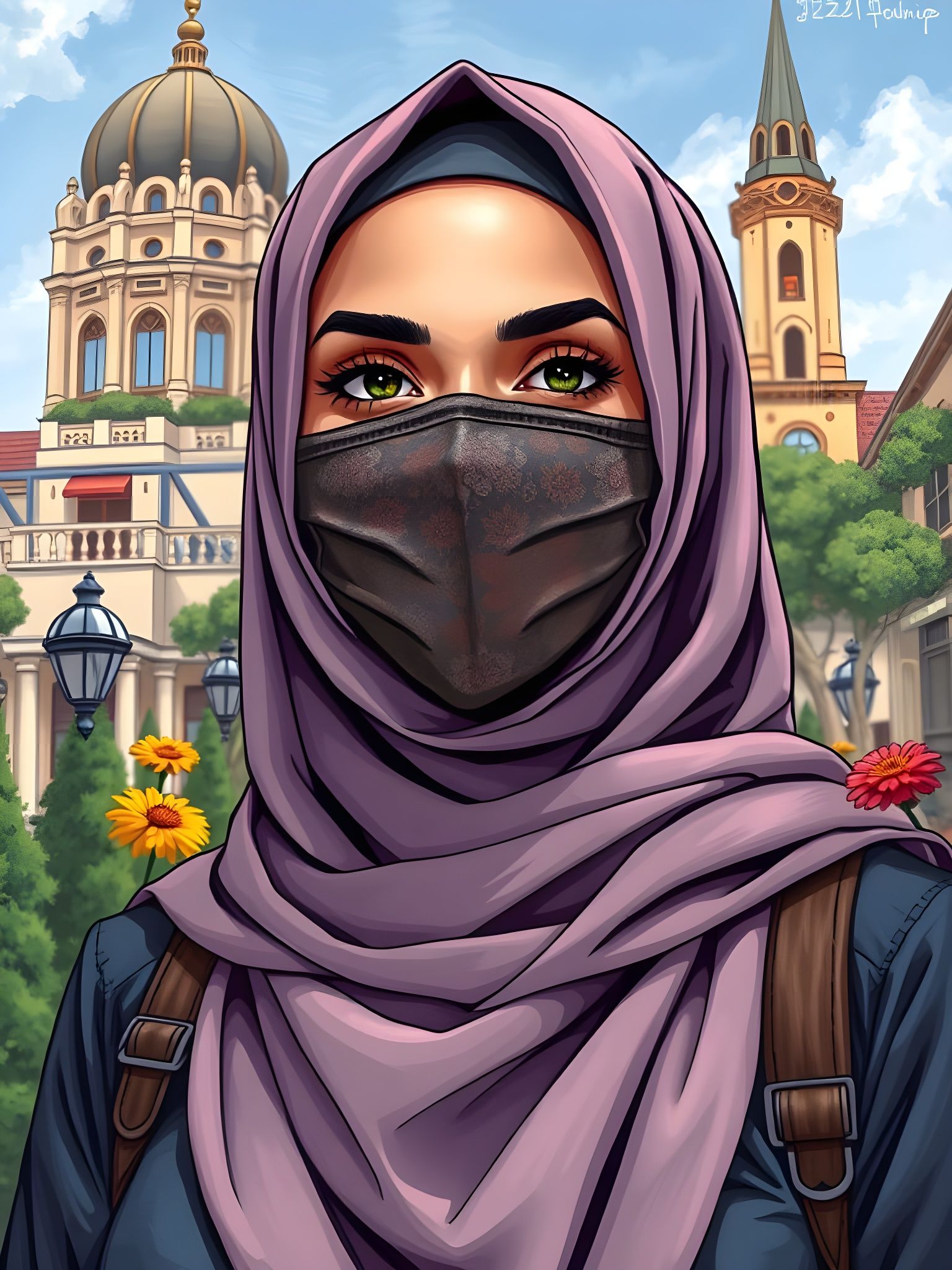 Modest Hijabi Woman in a Vibrant City