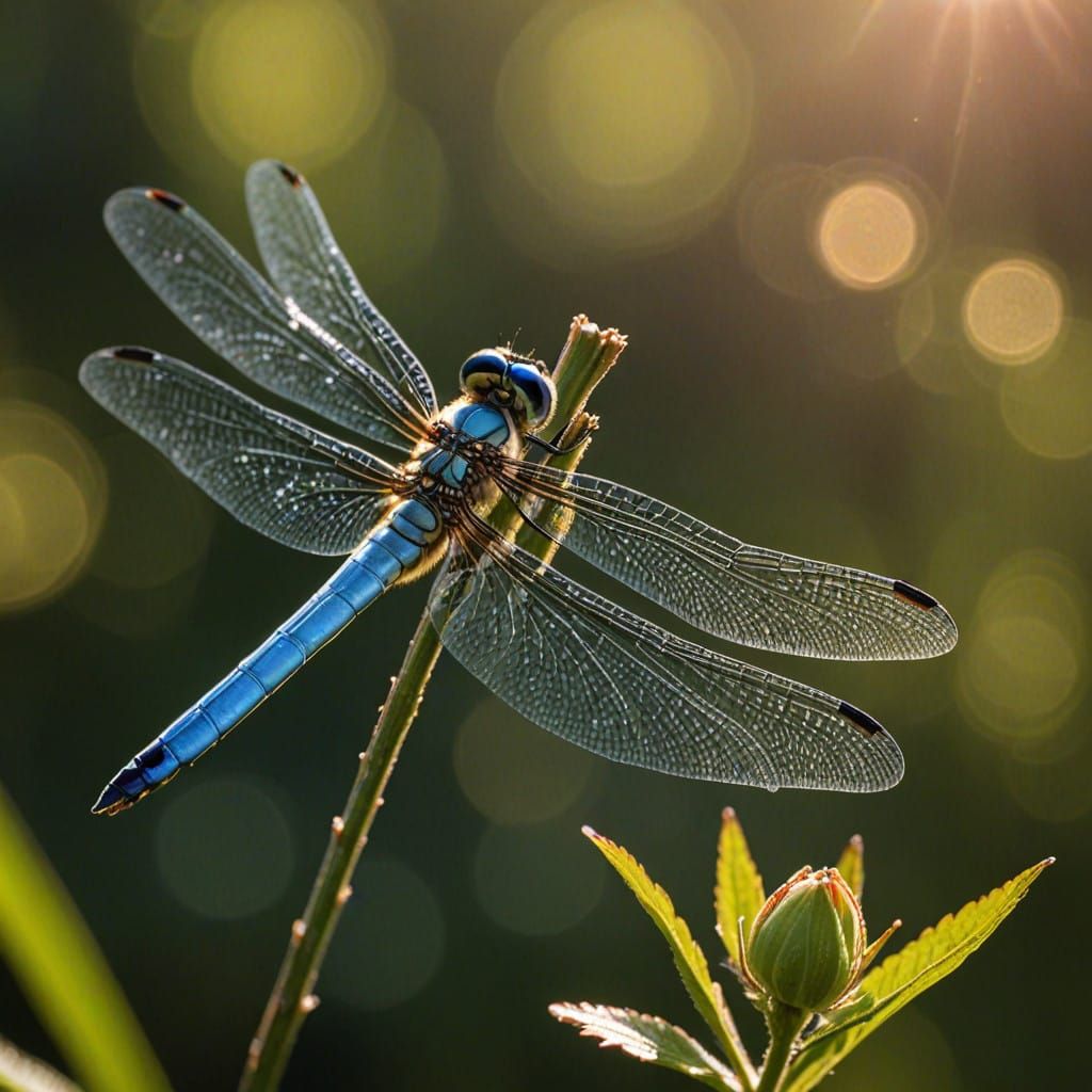 Surreal Dragonfly in Radiant Sunlight