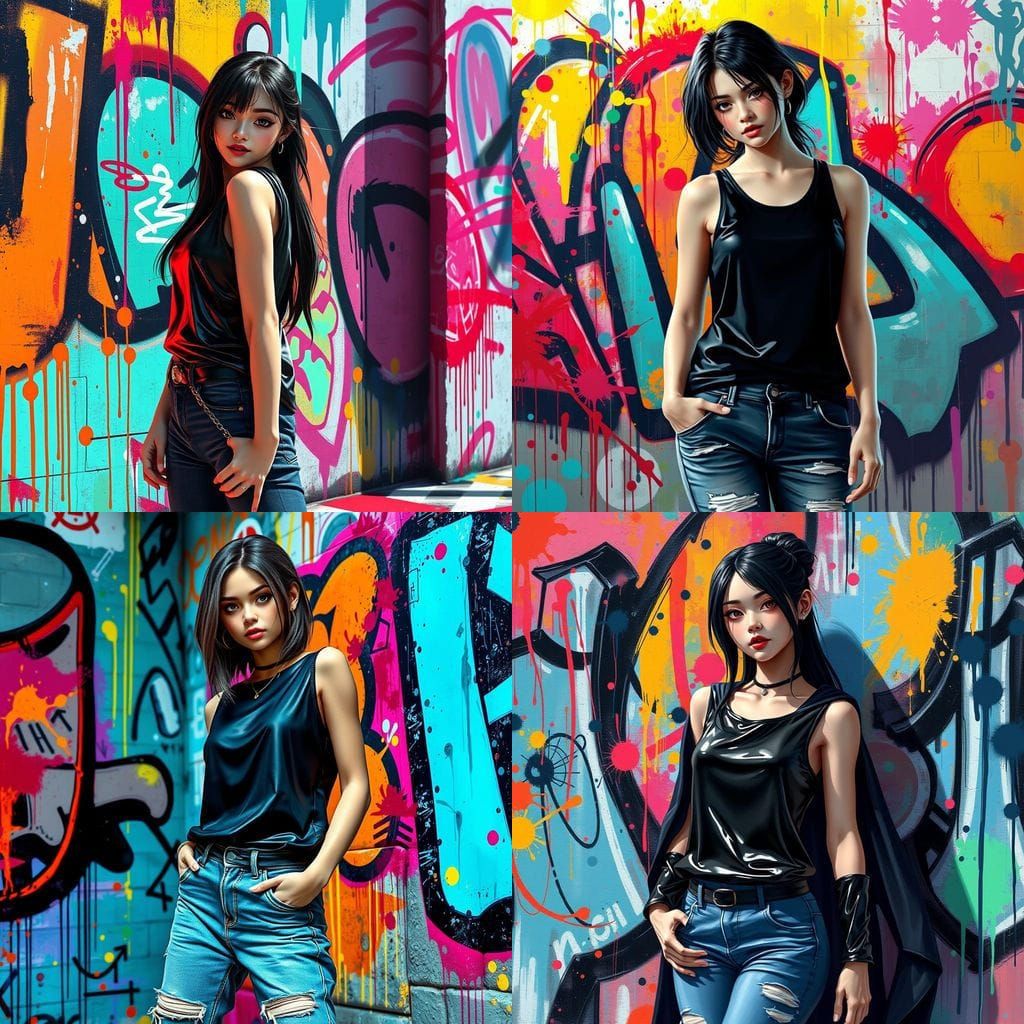 Digital Girl in Street Art Style